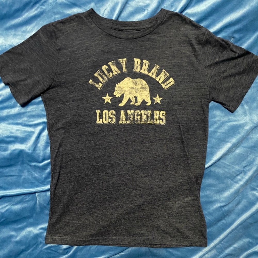 LUCKY BRAND BOYS GRAPHIC SHORT SLEEVE T-SHIRT(BLUEBERRY HEATHER S 7/8)NWT